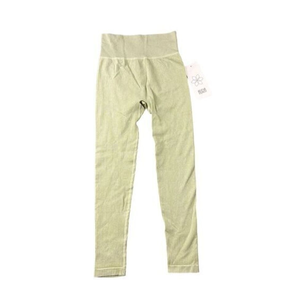 Aura High‎ Waisted Ribbed Leggings Green Size S/M NWT